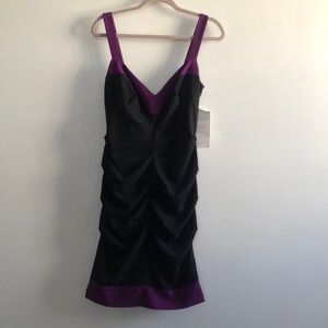 Nicole Miller Black and Purple Sleeveless Dress